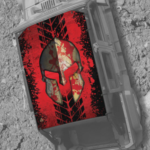 Spartan Helmet Red & Gold JK 4 Door Jeep Sunshade Spartan Helmet Red & Gold JK 4 Door Jeep Sunshade