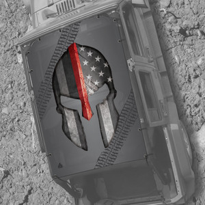 Spartan Helmet Red Line JK 4 Door Jeep Sunshade