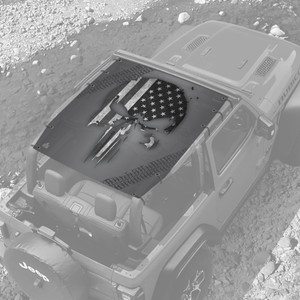 Punisher Grey USA JL 2 Door Jeep Full Sunshade Punisher Grey USA JL 2 Door Jeep Full Sunshade