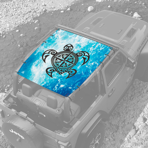 Tribal Turtle Black JL 2 Door Jeep Sunshade