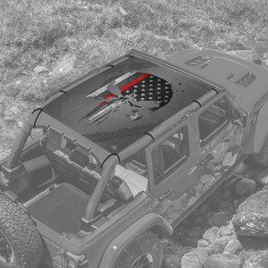 Punisher Red Line USA JL 4 Door Jeep Full Sunshade Punisher Red Line USA JL 4 Door Jeep Full Sunshade
