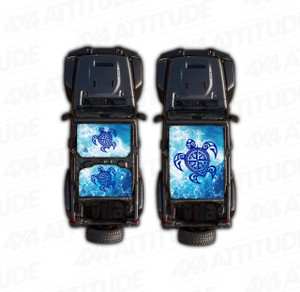 Tribal Turtle Blue JL 4 Door Jeep Sunshade Tribal Turtle Blue JL 4 Door Jeep Sunshade