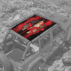 Spartan Helmet Red & Gold JL 4 Door Jeep Full Sunshade Spartan Helmet Red & Gold JL 4 Door Jeep Full Sunshade