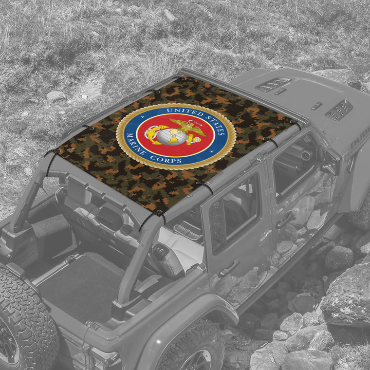 US Marines Camo JL 4 Door Jeep Sunshade