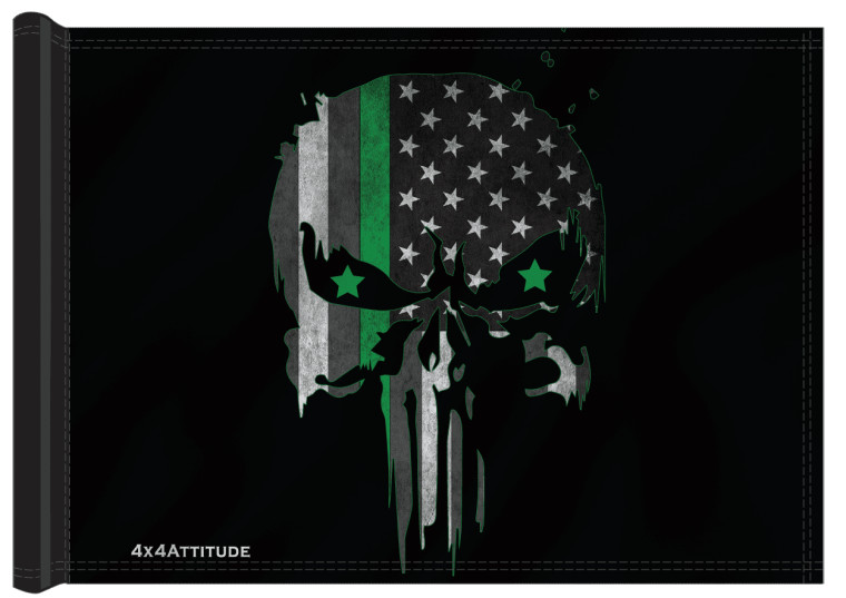 Punisher Logo USA Green Line 4x4 Attitude Trail Flag