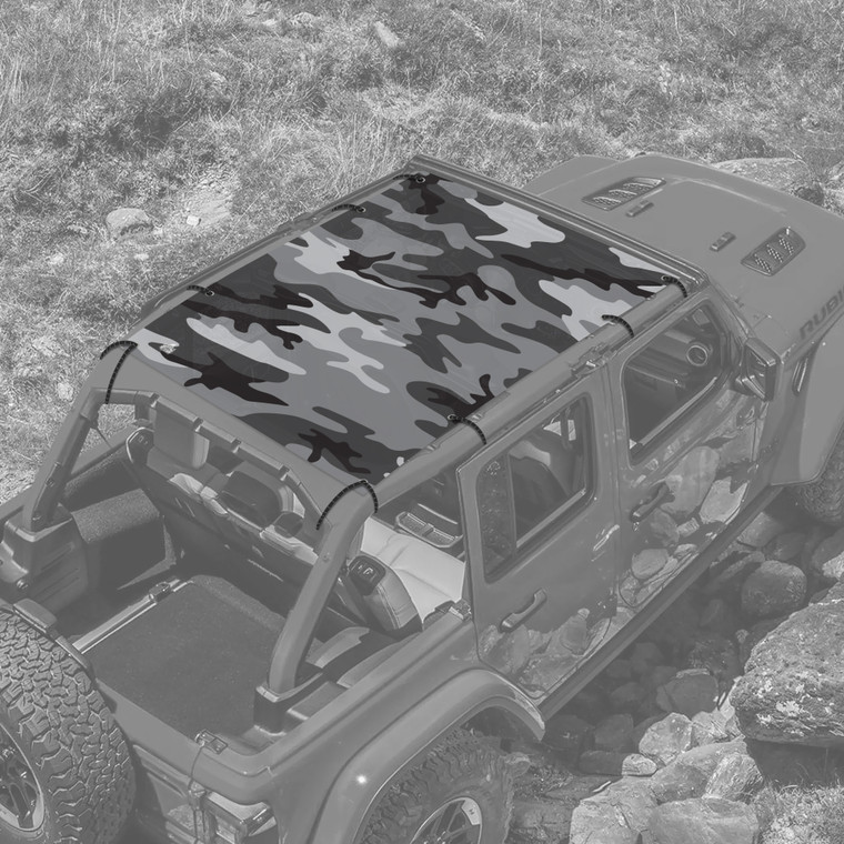 Full Body Grey Camo Sunshade for Jeep Wrangler JL 4 Door