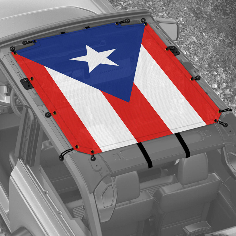 Puerto Rican Flag Sunshade for 2 Door Ford Bronco