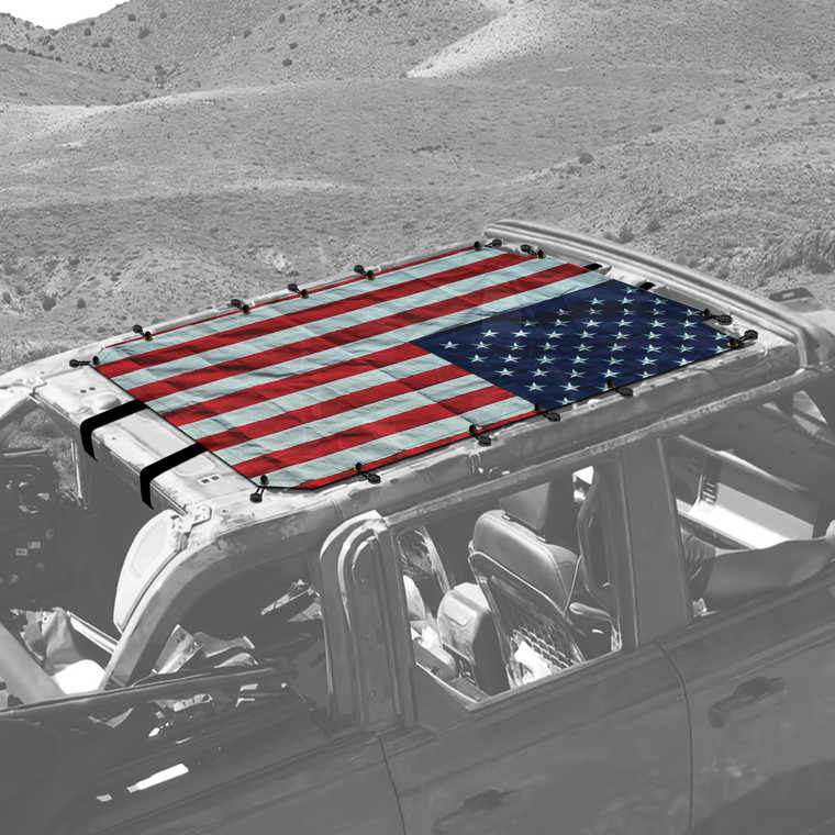 USA Live Flag Sunshade for 4 Door Ford Bronco