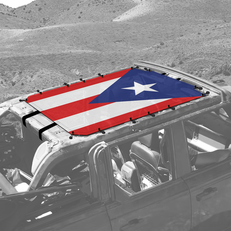 Puerto Rican Flag Sunshade for 4 Door Ford Bronco