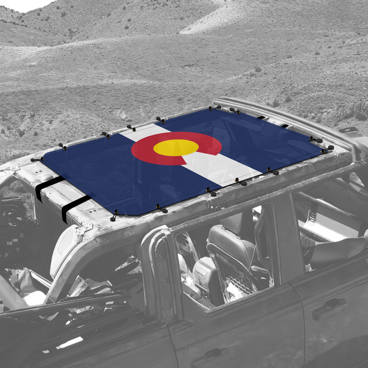 Colorado Flag Sunshade for 4 Door Ford Bronco