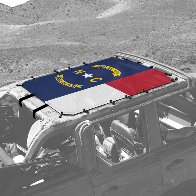 North Carolina Flag Sunshade for 4 Door Ford Bronco