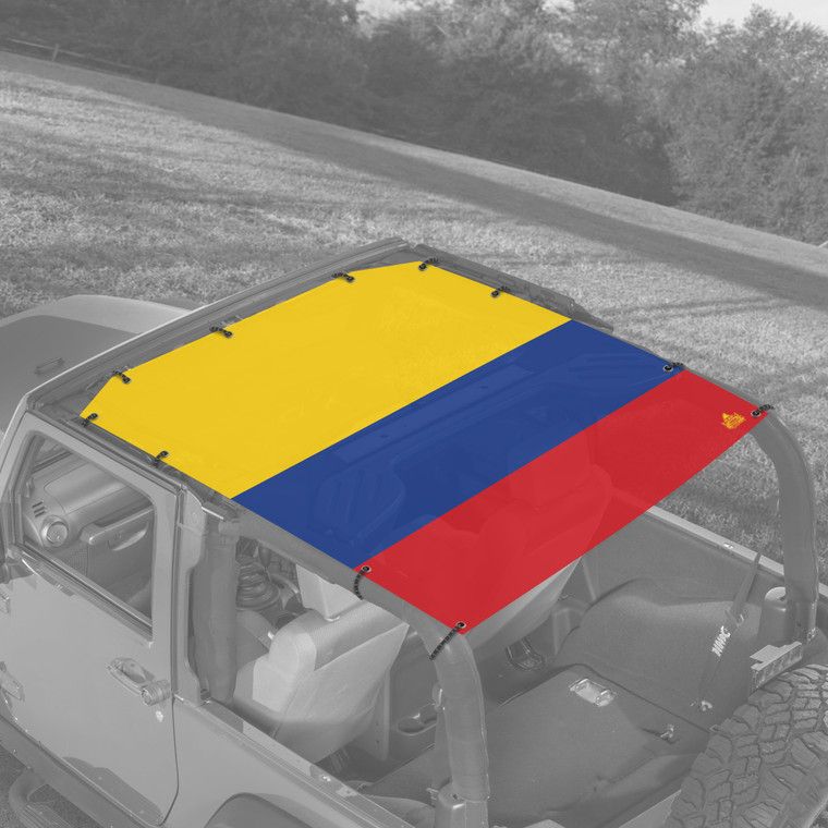 Colombian Flag JK 2 Door Jeep Full Sunshade