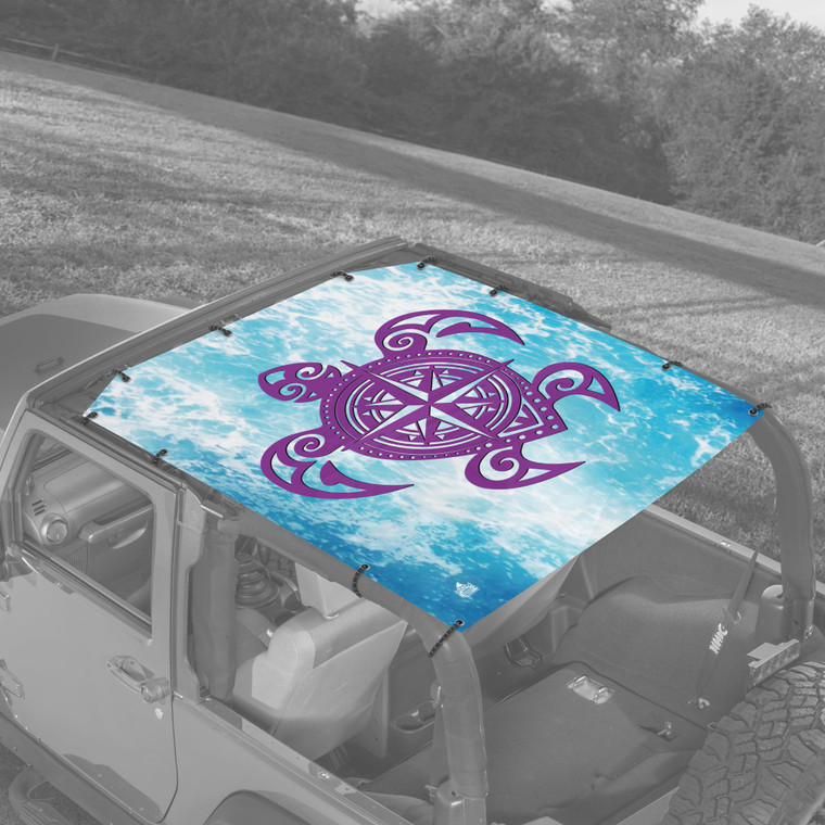 Tribal Turtle Fuschia JK 2 Door Jeep Sunshade