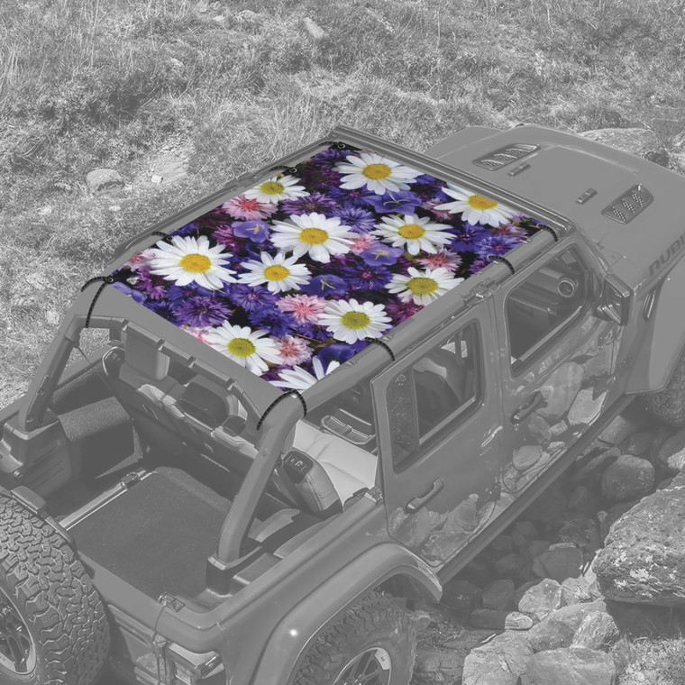 Purple Flower JL 4 Door Jeep Full Sunshade