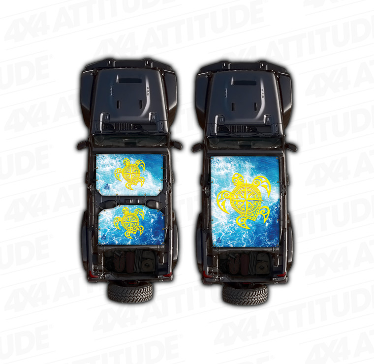 Tribal Turtle Yellow JL 4 Door Jeep Sunshade