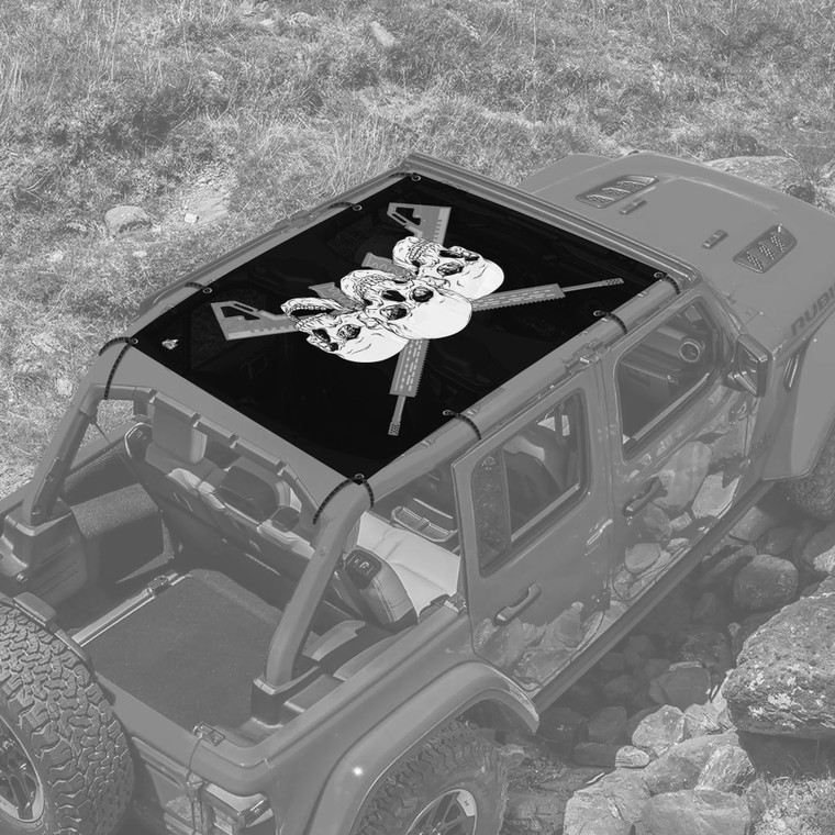 Skull & Guns JL 4 Door Jeep Full Sunshade
