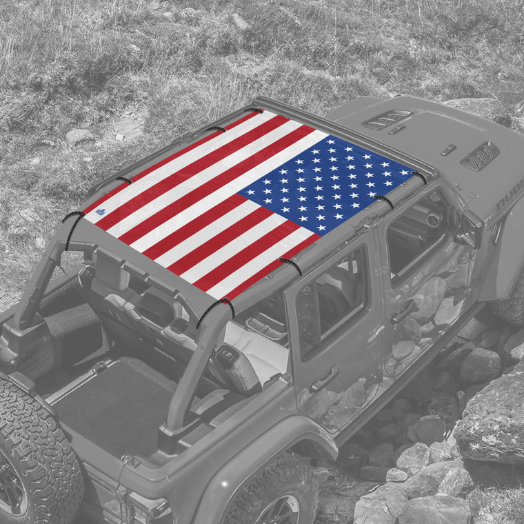 USA Red White Blue JL 4 Door Jeep Full Sunshade