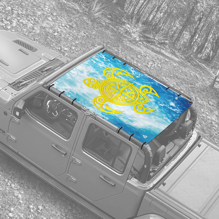 Tribal Turtle Yellow JT Truck Jeep Sunshade