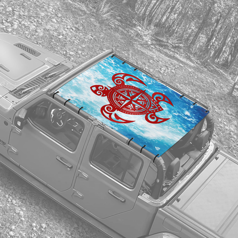 Tribal Turtle Red JT Truck Jeep Sunshade