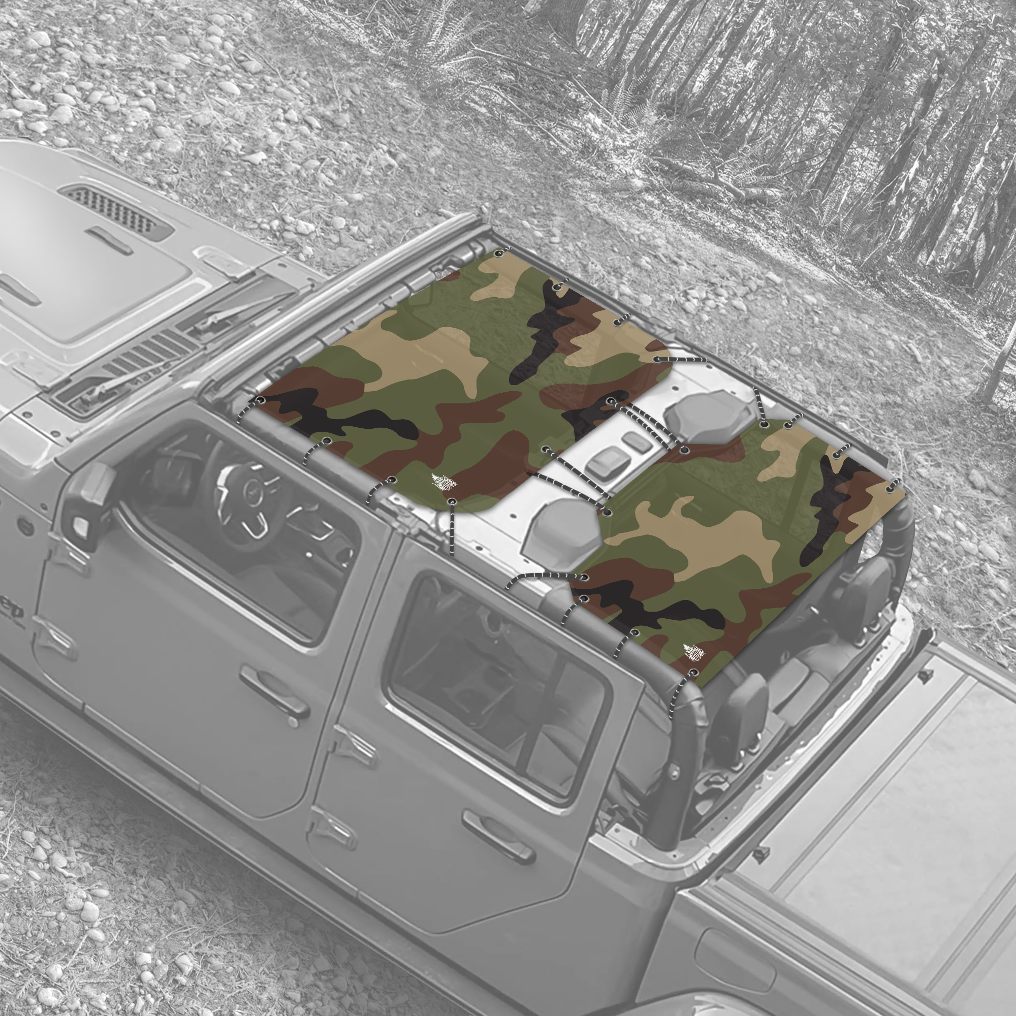 Green Camo Jeep JT Mini Front & Rear Door Sunshade