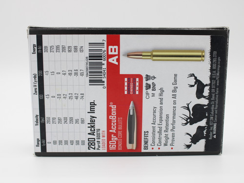 280 Ackley Improved  Nosler Trophy Grade 160gr Accubond