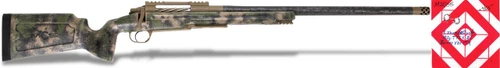 Carbon Hunter in 300 Win. Mag. - 24" Timber Mirage, military green camouflage rifle with synthetic stock and long barrel, suitable for hunting or shooting sports.