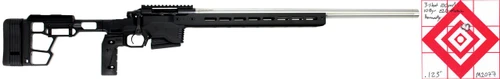 SOLD! Pathfinder PRS in 6mm Creedmoor, long-range precision rifle with black chassis and silver barrel, mounted on a target with red and white markings.