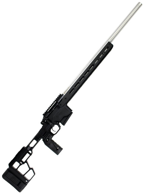 SOLD! Pathfinder PRS in 6mm ARC, a precision rifle with a long barrel, black stock, and tactical design, suitable for shooting sports and hunting.