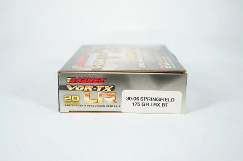 30-06 Springfield Barnes Vor-tx 175gr LRX BT, box of 20 centerfire cartridges.