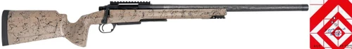 Pathfinder in 6.5 Creedmoor, rifle with camouflage stock and long barrel, magazine and scope rail included.