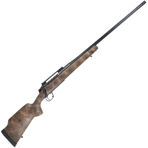 Long Range Hunter in 300 Win Mag, 24 inches, Brown color with Tan and Black Web, rifle with camouflage pattern stock and black barrel