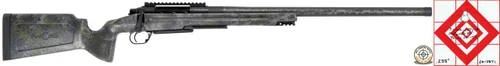 Pathfinder in 300 PRC, rifle with a long barrel, camouflage finish, and scope mounting rail