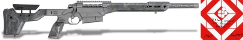 Short Stuff in 7mm Backcountry - 16.5" Tundra Mirage, modern tactical rifle with camo finish and scope mounted, shown with red and white target background.
