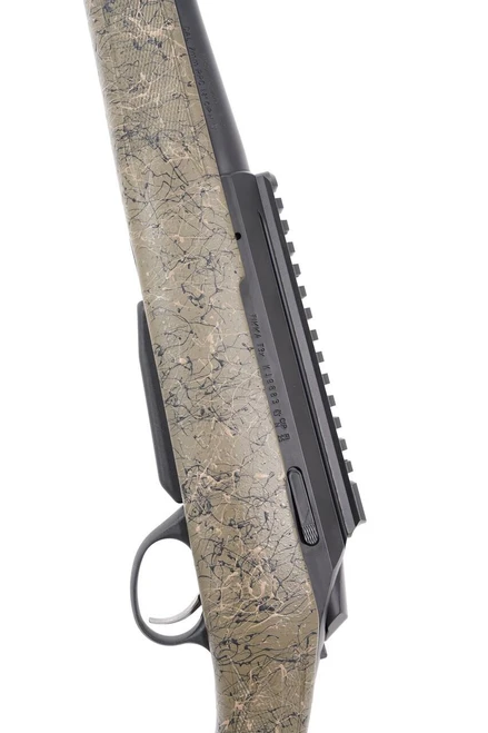 Tikka T3x Lite Harvester in 7mm PRC, rifle with camouflage stock and black metal parts, shown from side view.