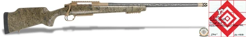 Carbon Rifleman in 6.5 PRC - 22" OD Green with T/B Web, tactical rifle with camouflage finish and scope, outdoor hunting weapon.