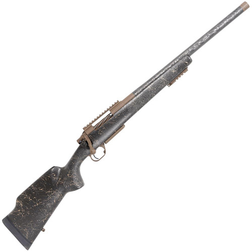 Carbon Rifleman in 6mm Creedmoor, 20-inch dark brown rifle with T/B Web finish, tactical stock, and sleek design.