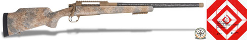 Carbon Rifleman in 7mm PRC - 20" Rocky Mirage, tactical hunting rifle with a camouflaged stock and rugged design, suitable for long-range shooting.