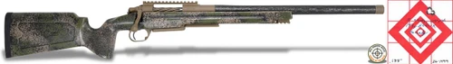 Carbon Hunter in 6.5 PRC - 20-inch Woodland Mirage, high-precision hunting rifle with camouflage finish and ergonomic stock.