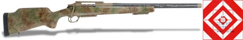 Carbon Rifleman in 22 Creedmoor 20'' Texas Mirage, modern rifle with camouflage finish and advanced scope, designed for precision shooting and tactical use.