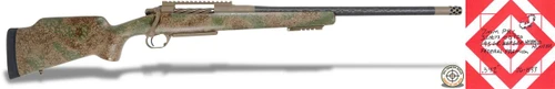 Carbon Rifleman in 7mm PRC - 20" Texas Mirage, side-profile view of a bolt-action rifle with a Texas Mirage camouflage stock, tan receiver, and black 20-inch barrel