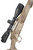 SOLD! Hunt Ready Package: Long Range Hunter in 7mm Backcountry, image of a rifle with a mounted scope on a desert-colored stock.