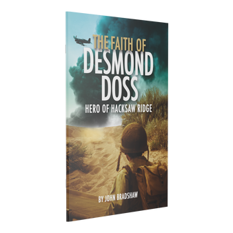 Front cover of the pocketbook "The Faith of Desmond Doss" by John Bradshaw.