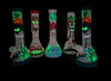 3D DESIGN - WATER PIPE - 10 INCH BEAKER (GLOW IN THE DARK)