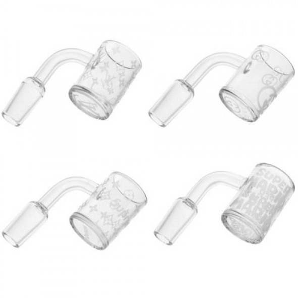 14mm- Male. Sandblasted – Themed Flat Top Quartz Banger. 1.ea – 4 Counts.