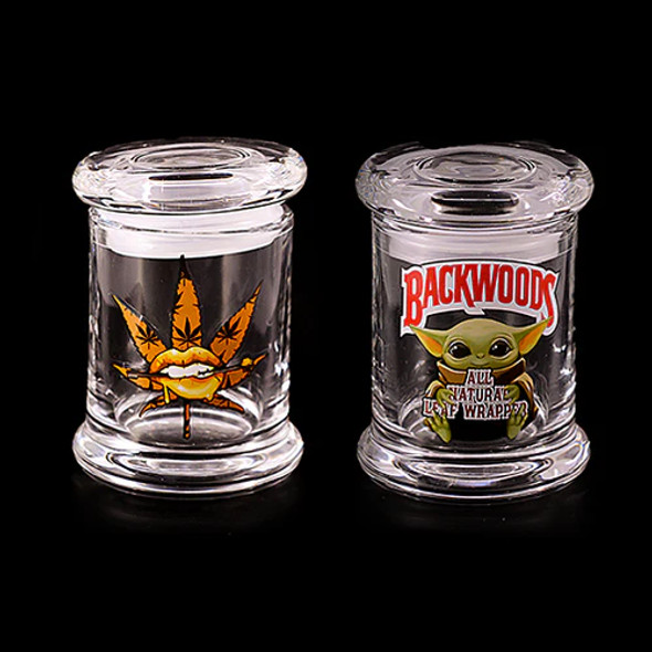 BIG GLASS JAR WITH PRINT