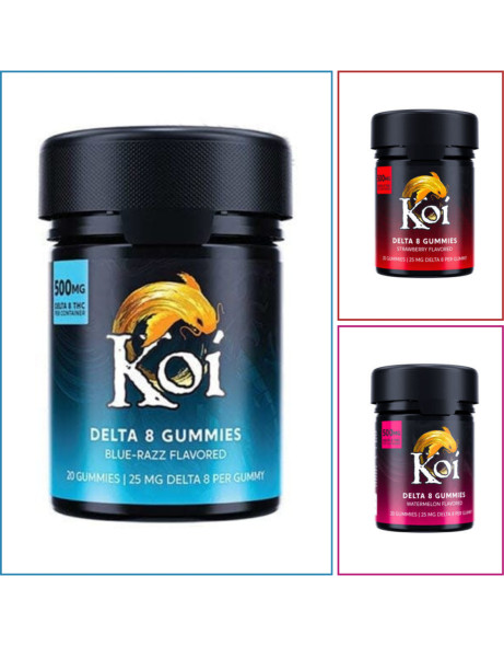 KOI - DELTA 8 GUMMIES - 25MG - 8 THC PER GUMMY 20CT KOI - DELTA 8 GUMMIES - 25MG - 8 THC PER GUMMY 20CT