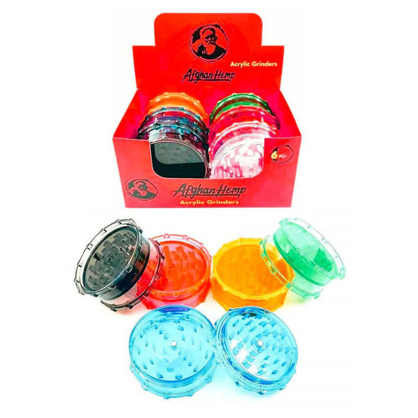 GRINDER - AFGHAN HEMP - ACRYLIC JUMBO 6CT DISPLAY