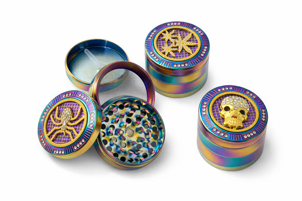 GRINDER - NOVELTY - 63MM RAINBOW 3D DIAMOND DESIGNS ON LID