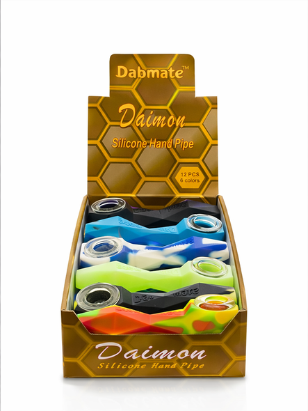 DABMATE - DAIMON SILICONE HAND PIPE - DISPLAY OF 12