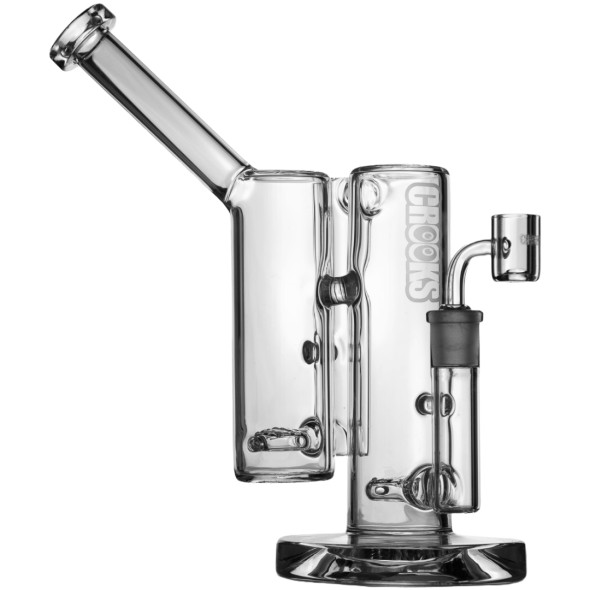 10" CROOKS CLEAR EDITION DOUBLE BARREL MINI WATER PIPE